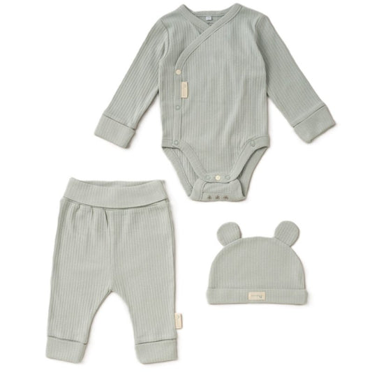 Sage 3pc Set Ribbed Organic Cotton Outfit