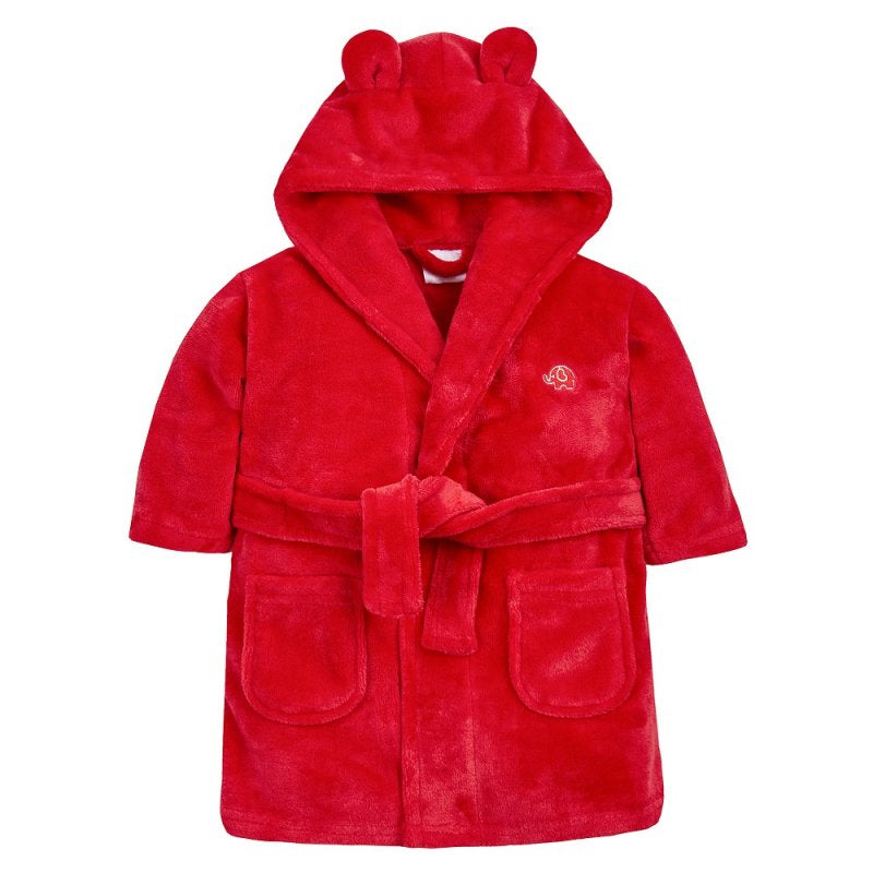 Red fluffy dressing gown with bear ears