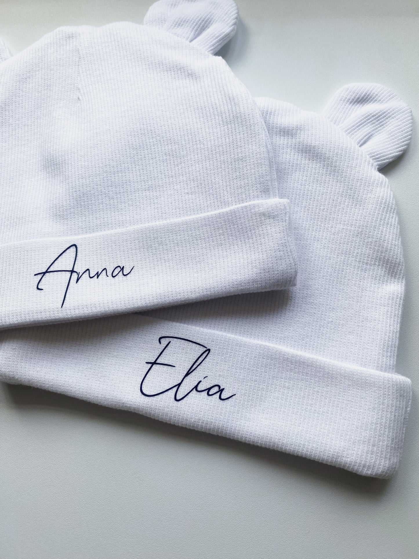 New Baby Twin Hats - Name Personalisation 'Born Together, Friends Forever'