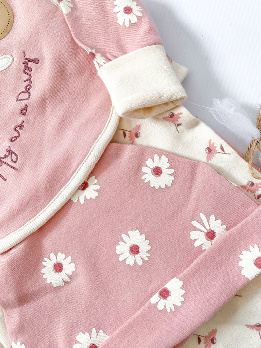 baby outfit gift set for girls pink and cream daily floral print