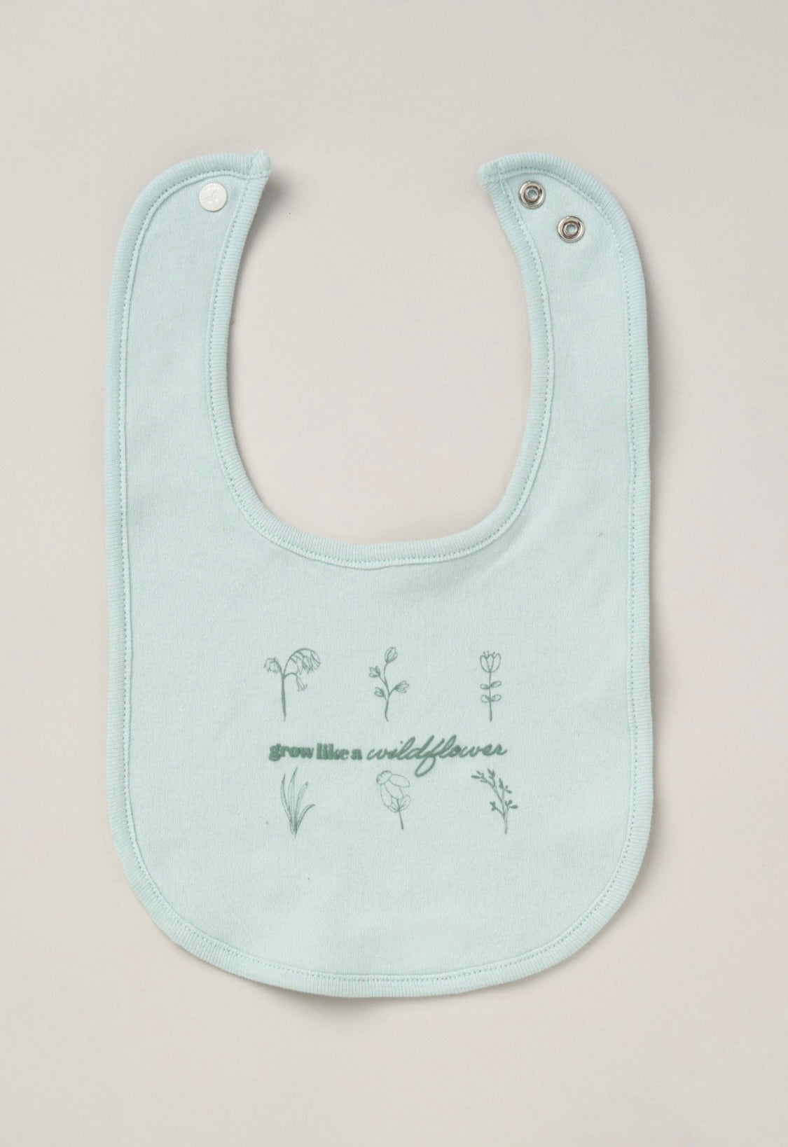 mint colour "grow like a wildflower" bib with floral prints