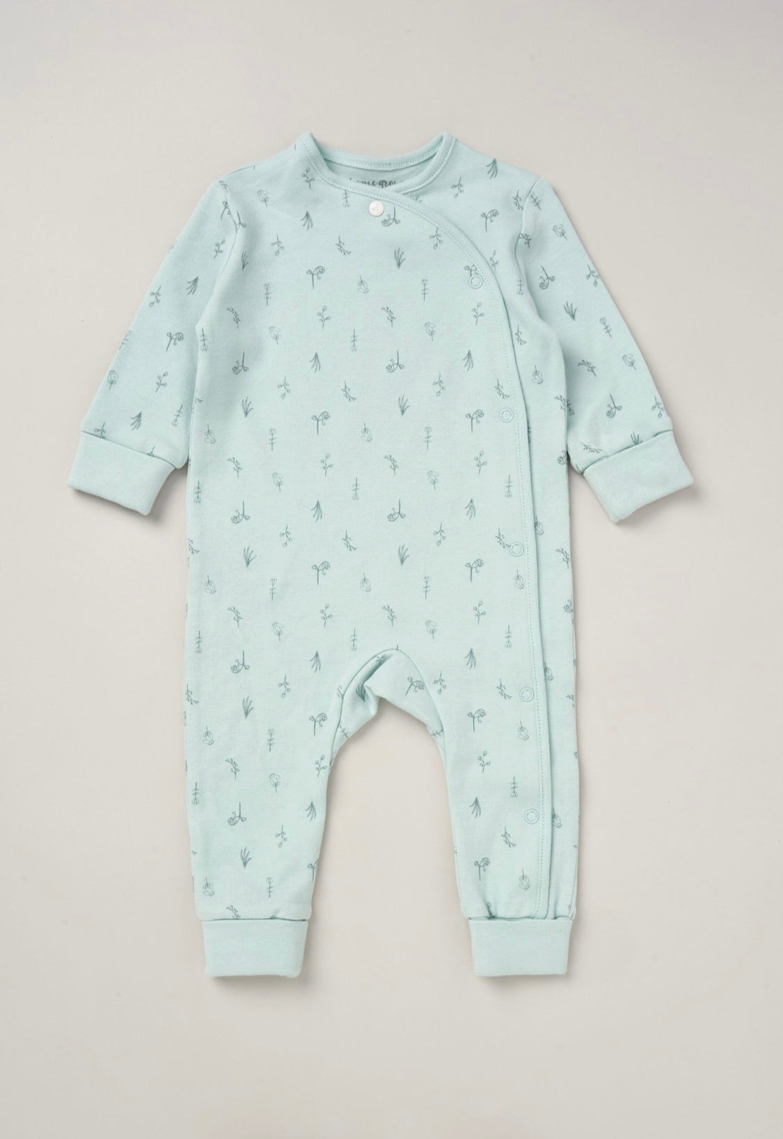 Mint colour floral print footless sleepsuit 