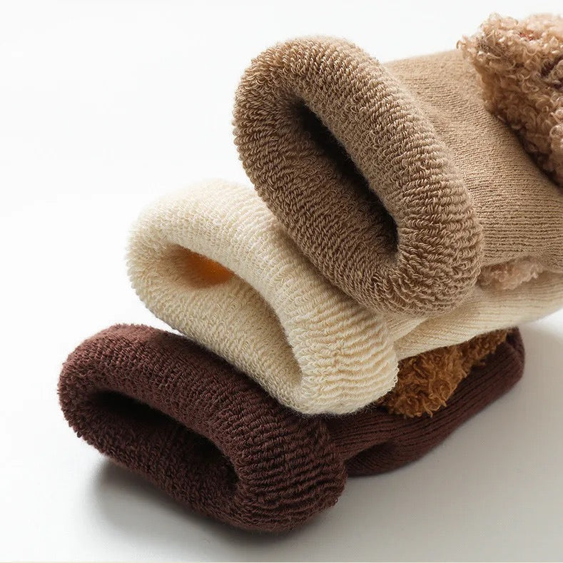 Non-Slip Fluffy Bear Socks Beige/Brown