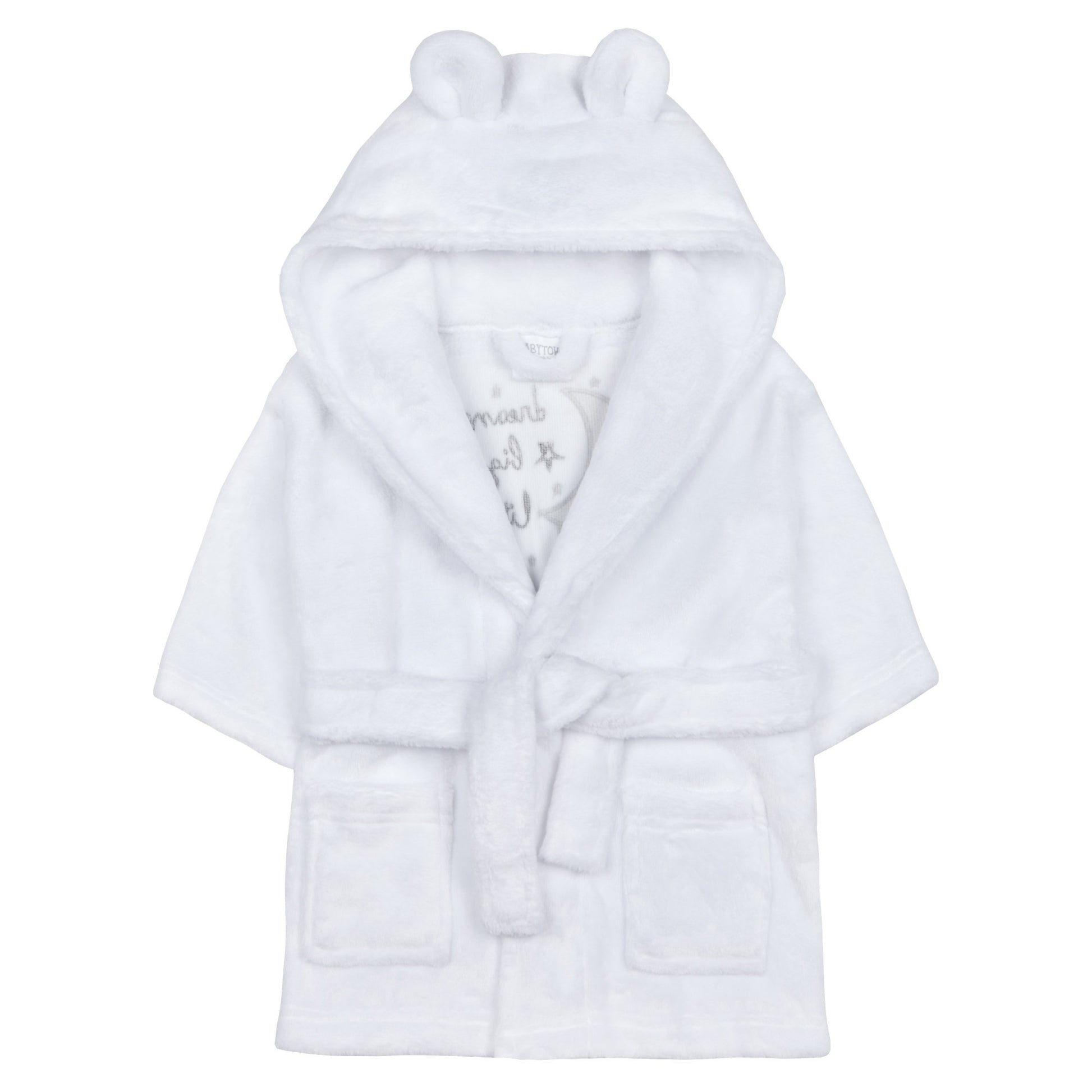 Blank white baby bathrobe