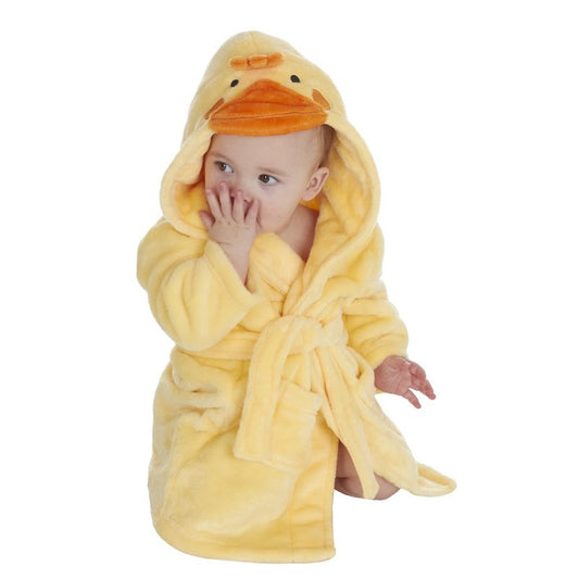 baby ducking hooded bathrobe in yellow