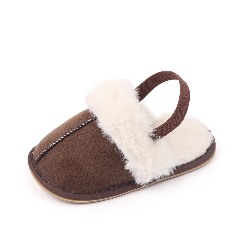 Brown Fluffed Baby Slippers