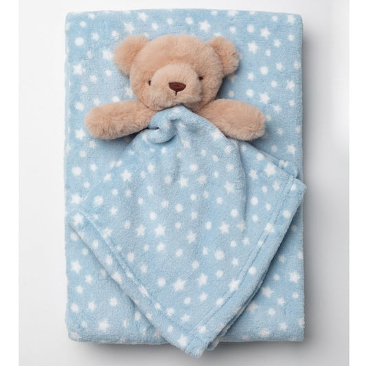 Teddy Bear Comforter W/Blanket - Stars