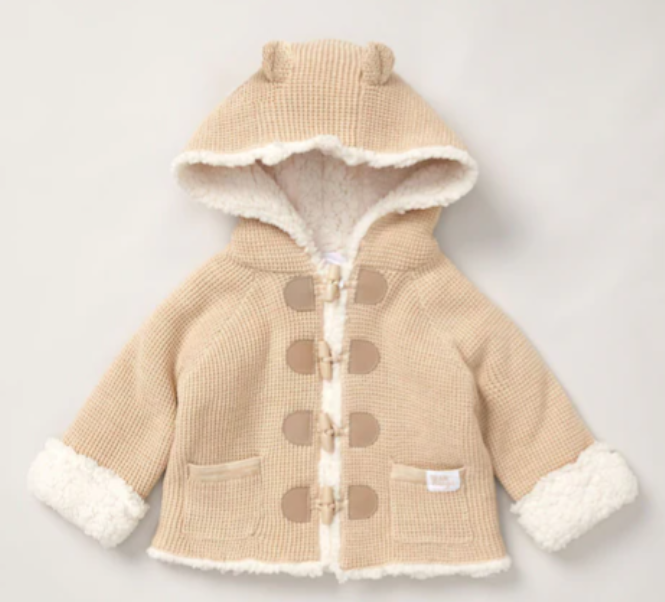 Natural Knit Cardigan Bear Hood