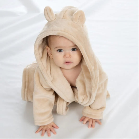 Baby Hooded Bathrobe Dressing Gown - Honey