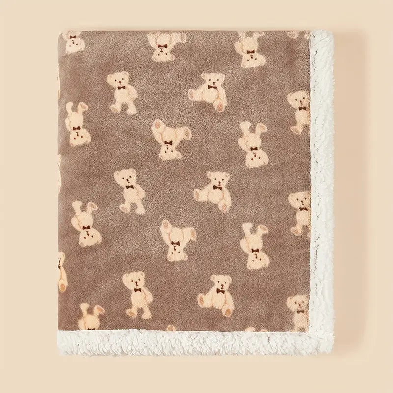 Brown Bear Print Fleece Blanket