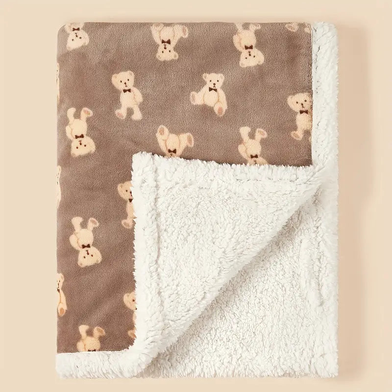 Brown Bear Print Fleece Blanket