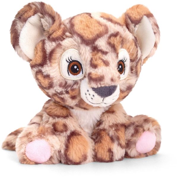 Cuddle toy leopard in seated position.