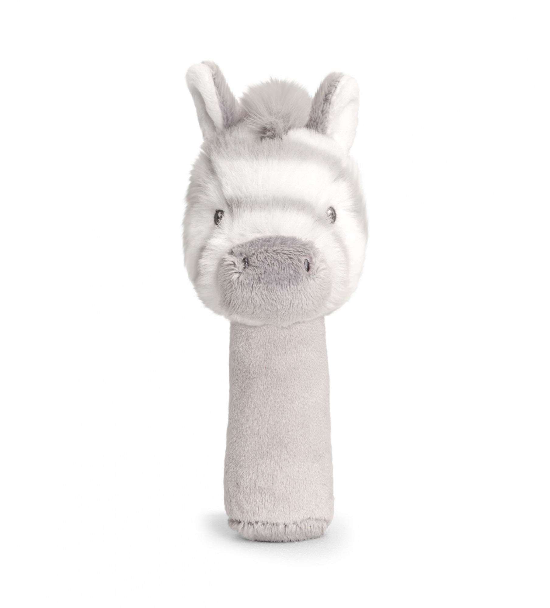 Zebra head grey rattle stick toy