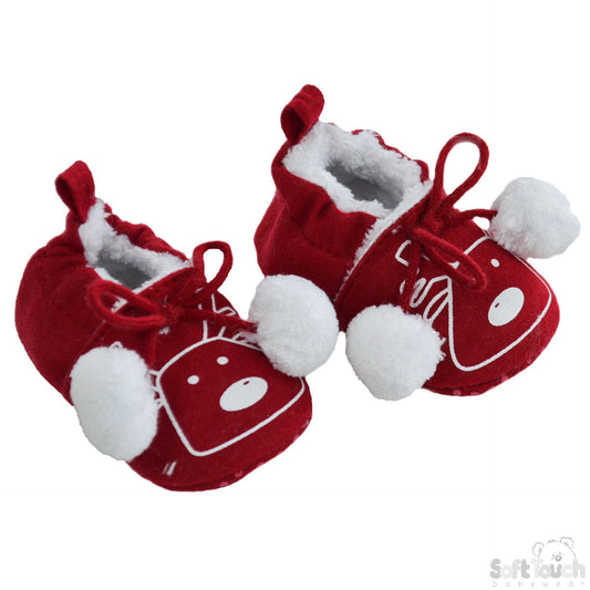 Xmas Booties with Pom-Poms