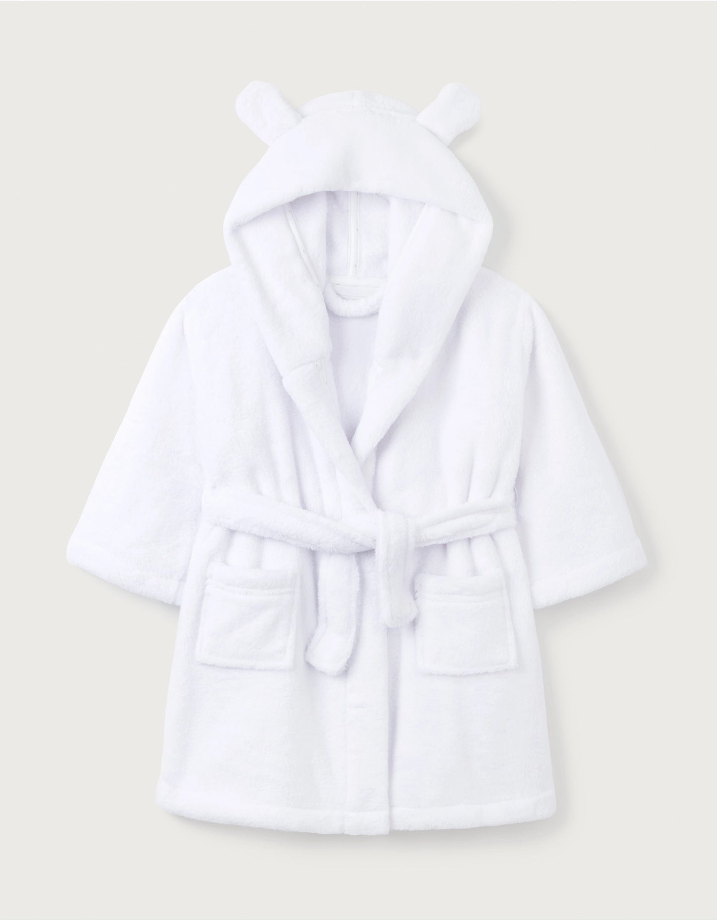 white robe with hood and bear ears design